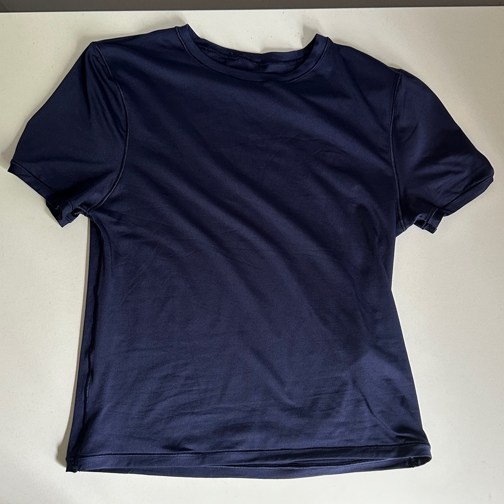 Aerie Navy Short Sleeve Cropped Tee